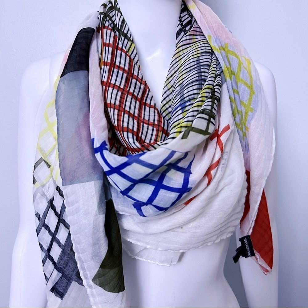 ᴇᴜᴄ ᴇᴍᴘᴏʀɪᴏ ᴀʀᴍᴀɴɪ ꜱɪʟᴋ/ᴄᴏᴛᴛᴏᴍ ʙʟᴇɴᴅ ʟɪɢʜᴛᴡᴇɪɢʜᴛ ɢᴇᴏᴍᴇᴛʀɪᴄ ꜱᴄᴀʀꜰ ꜰᴏᴜʟᴀʀᴅ - Picture 3 of 17